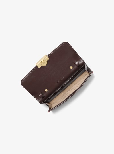 Tribeca Crocodile Embossed Leather Convertible Crossbody Bag in CHOCOLATE | Michael Kors
