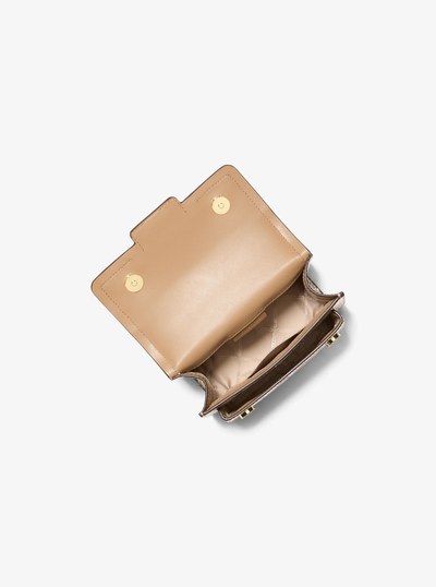 Heather Extra-Small Metallic Crocodile Embossed Leather Crossbody Bag