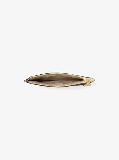 Empire Small Metallic Crocodile Embossed Leather Card Case in PALE GOLD | Michael Kors