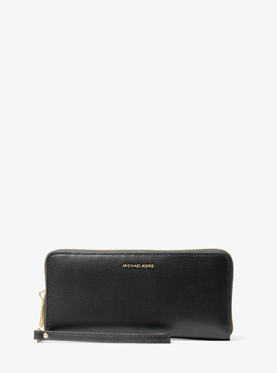 Jet Set Travel Large Leather Continental Wallet in BLACK | Michael Kors