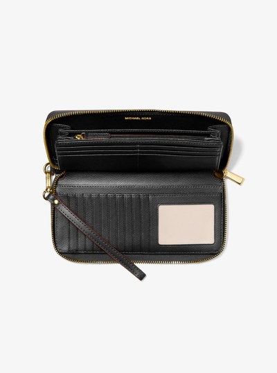 Jet Set Travel Large Leather Continental Wallet in BLACK | Michael Kors