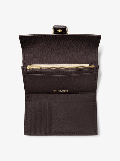 Nolita Medium Pebbled Leather Tri-Fold Wallet in CHOCOLATE | Michael Kors