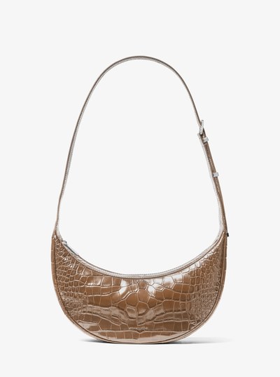 Avra Medium Crocodile Embossed Leather Crossbody Bag in DRIFTWOOD | Michael Kors