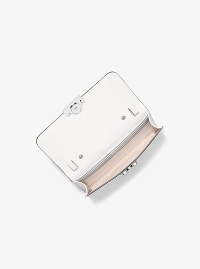 Tribeca Crocodile Embossed Leather Convertible Crossbody Bag in OPTIC WHITE | Michael Kors