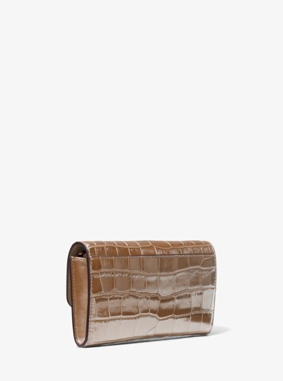 Tribeca Crocodile Embossed Leather Convertible Crossbody Bag in DRIFTWOOD | Michael Kors