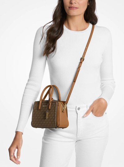 Laila Extra-Small Signature Logo Crossbody Bag in BRN/ACORN | Michael Kors