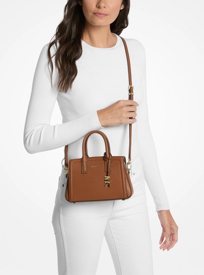 Laila Extra-Small Leather Crossbody Bag in LUGGAGE | Michael Kors
