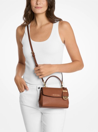 Ava Extra-Small Saffiano Leather Crossbody in LUGGAGE | Michael Kors