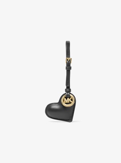 Puffy Heart Leather Bag Charm in BLACK | Michael Kors