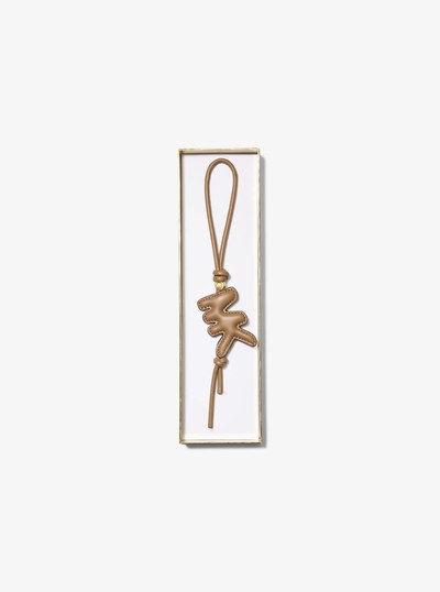 Puffy Logo Leather Bag Charm in HUSK | Michael Kors