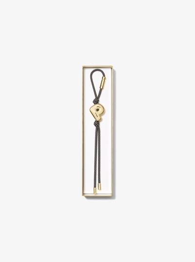 Initial Gold-Tone and Speckled Cord Bag Charm in 18K GOLD | Michael Kors
