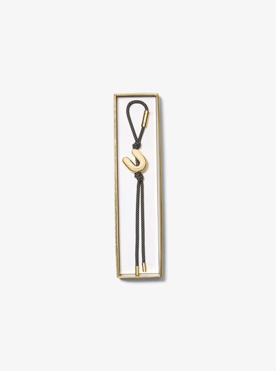 Initial Gold-Tone and Speckled Cord Bag Charm in 18K GOLD | Michael Kors