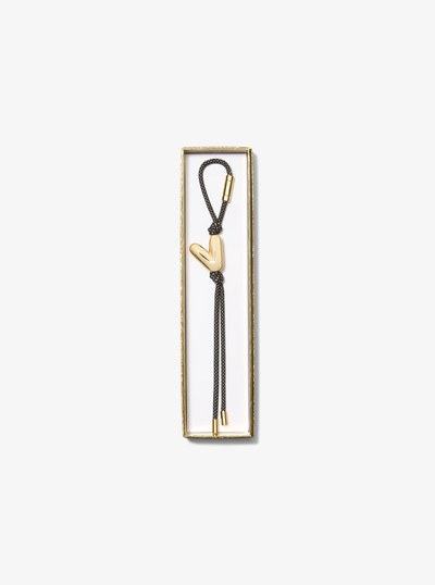 Initial Gold-Tone and Speckled Cord Bag Charm in 18K GOLD | Michael Kors