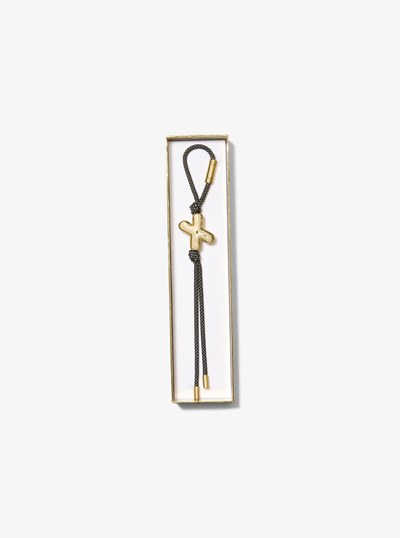 Initial Gold-Tone and Speckled Cord Bag Charm in 18K GOLD | Michael Kors