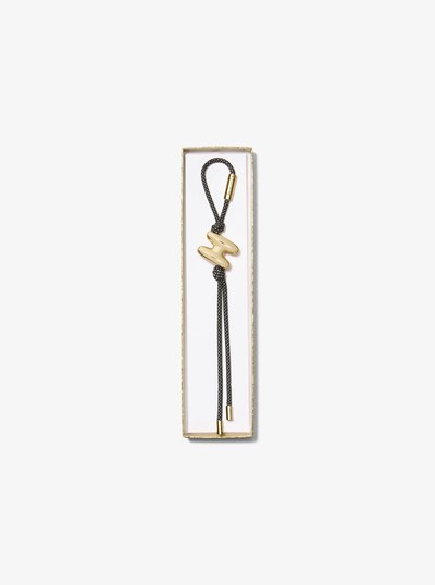 Initial Gold-Tone and Speckled Cord Bag Charm in 18K GOLD | Michael Kors