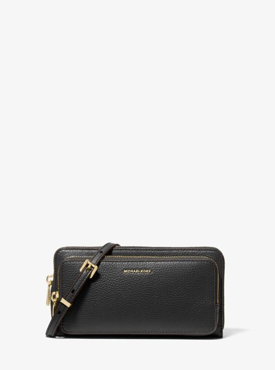 Jet Set Large Pebbled Leather Convertible Crossbody Bag in BLACK | Michael Kors