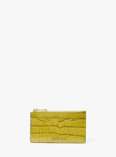 Jet Set Small Crocodile Embossed Leather Card Case in APPLE | Michael Kors