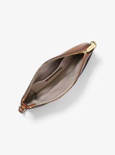 Jet Set Medium Pebbled Leather Wristlet in LUGGAGE | Michael Kors