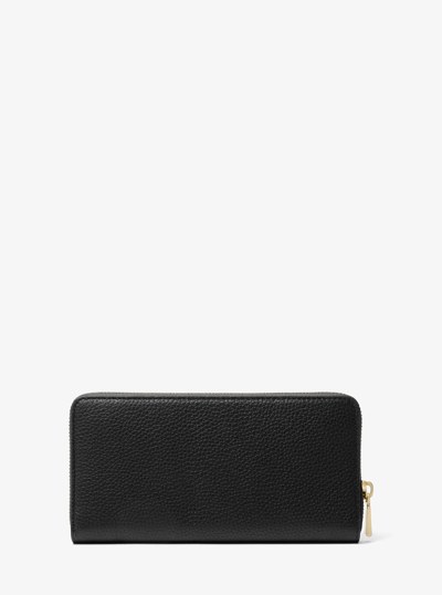Jet Set Large Pebbled Leather Wallet in BLACK | Michael Kors