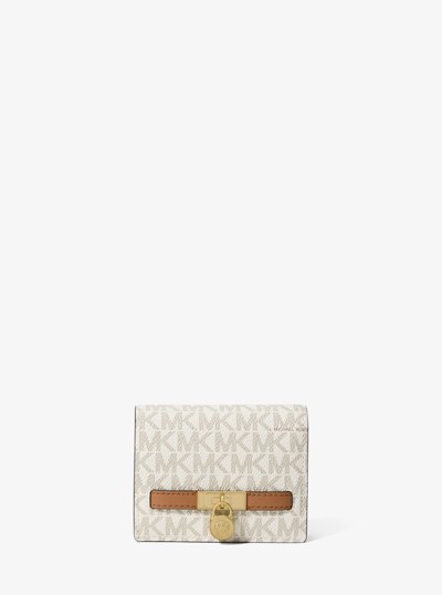 Hamilton Moderne Small Signature Logo Wallet in VANILLA/ACORN | Michael Kors