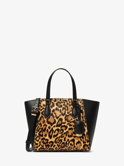 Petit sac &agrave; bandouli&egrave;re convertible Taryn en poils de veau &agrave; imprim&eacute; gu&eacute;pard in SOUCI | Michael Kors