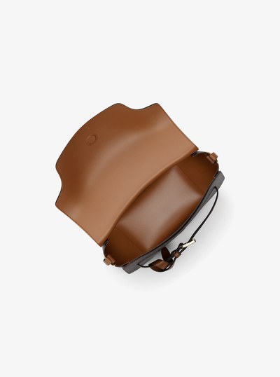 Emilia Small Signature Logo Saddle Crossbody Bag in BRN/ACORN | Michael Kors