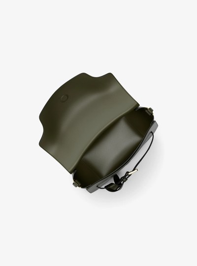 Emilia Small Pebbled Leather Saddle Crossbody Bag in IVY | Michael Kors