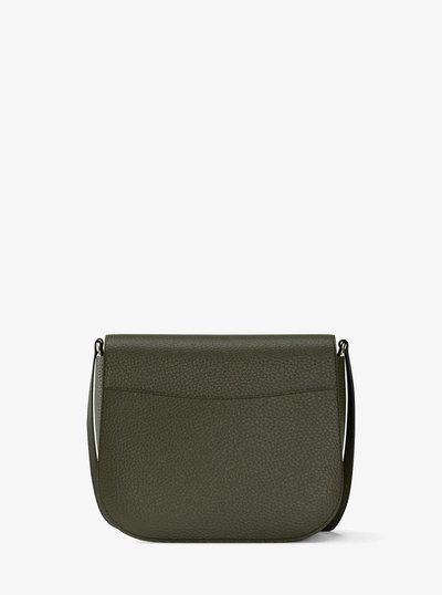 Emilia Small Pebbled Leather Saddle Crossbody Bag in IVY | Michael Kors