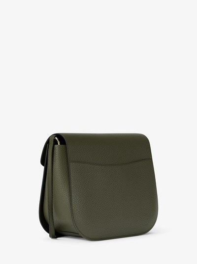 Emilia Small Pebbled Leather Saddle Crossbody Bag in IVY | Michael Kors