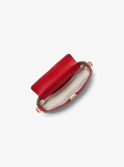 Petite pochette convertible Bryant &agrave; logo Signature m&eacute;tallis&eacute; in CRAMOISI | Michael Kors