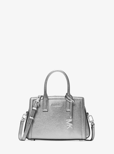 Laila Extra-Small Metallic Leather Crossbody Bag in SILVER | Michael Kors