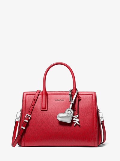 Metallic Puffy Heart Leather Bag Charm in SILVER | Michael Kors