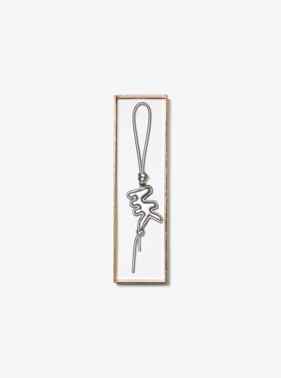 Puffy Logo Metallic Leather Bag Charm in SILVER | Michael Kors