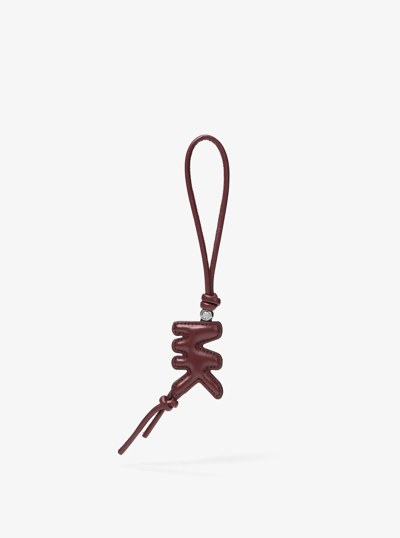 Puffy Logo Leather Bag Charm in OXBLOOD | Michael Kors