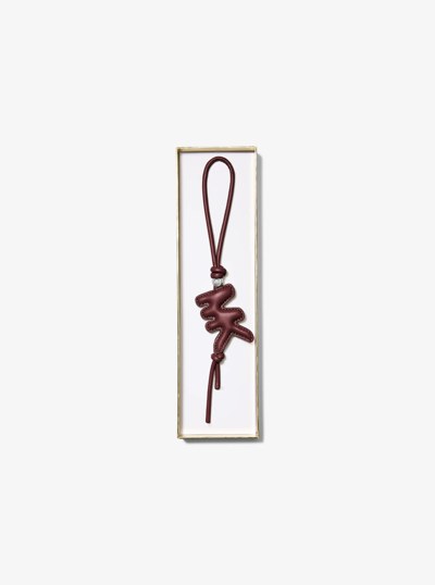 Puffy Logo Leather Bag Charm in OXBLOOD | Michael Kors