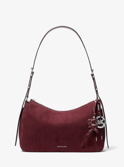 Puffy Logo Leather Bag Charm in OXBLOOD | Michael Kors