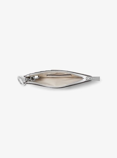 Jet Set Small Crocodile Embossed Leather Card Case in OPTIC WHITE | Michael Kors