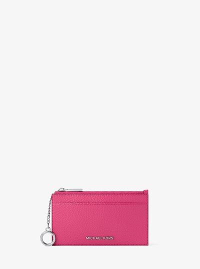 Jet Set Small Pebbled Leather Card Case in RASPBERRY | Michael Kors