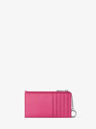 Jet Set Small Pebbled Leather Card Case in RASPBERRY | Michael Kors