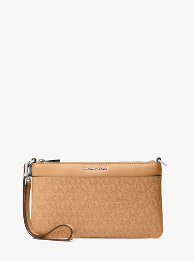 Jet Set Medium Signature Logo Convertible Wristlet in PEANUT | Michael Kors