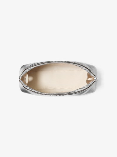 Jet Set Medium Metallic Leather Travel Kit in SILVER | Michael Kors