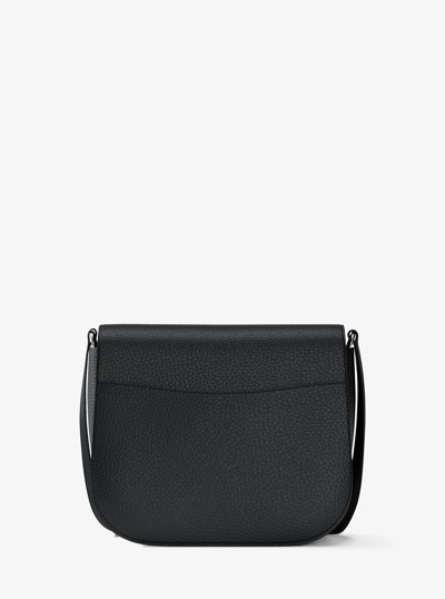 Emilia Small Pebbled Leather Saddle Crossbody Bag in BLACK | Michael Kors