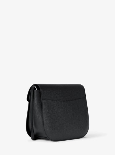 Emilia Small Pebbled Leather Saddle Crossbody Bag in BLACK | Michael Kors