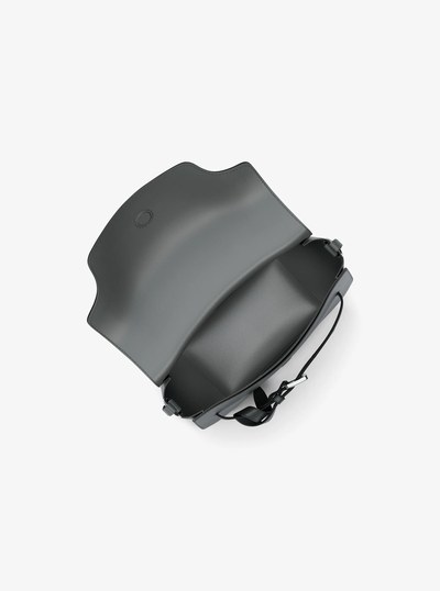 Emilia Small Pebbled Leather Saddle Crossbody Bag in STORM | Michael Kors