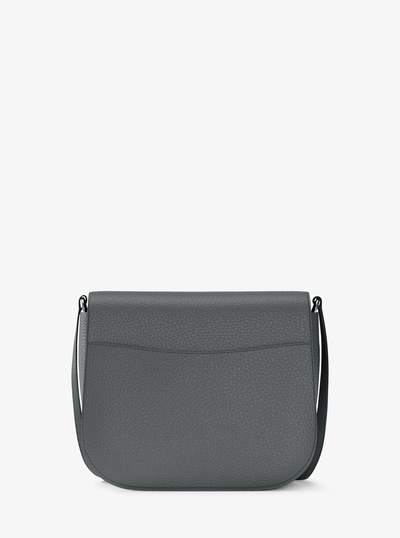 Emilia Small Pebbled Leather Saddle Crossbody Bag in STORM | Michael Kors