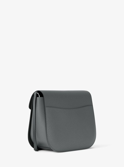 Emilia Small Pebbled Leather Saddle Crossbody Bag in STORM | Michael Kors