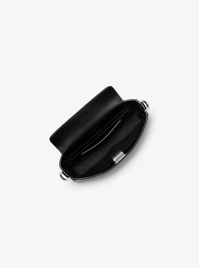 Bryant Small Metallic Signature Logo Convertible Pochette in BLACK | Michael Kors