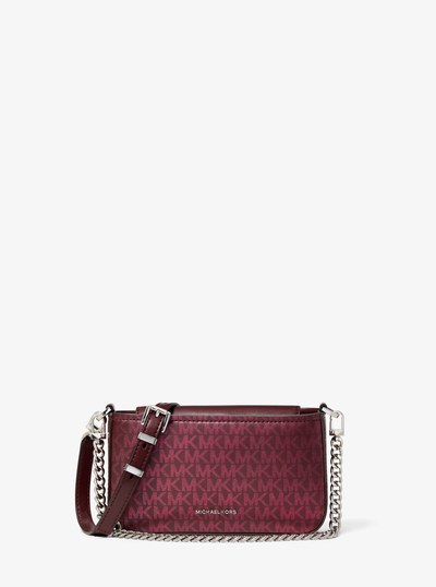 Bryant Small Metallic Signature Logo Convertible Pochette in OXBLOOD | Michael Kors