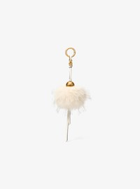 Gold-Tone Bead and Faux Fur Bag Charm