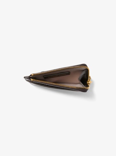 Jet Set Small Burnished Leather Card Case Wristlet in CHOCOLATE | Michael Kors